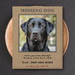 Vermisster Flyer für das benutzerdefinierte Foto<br><div class="desc">Ein Flyer für ein vermisstes Haustier (Hund,  Katze,  Kaninchen und jedes Tier) mit einem kraftbraunen Hintergrund,  anpassbaren Texten und einem Belohnungstext in rot,  den Sie löschen können,  wenn Sie nicht brauchen. Vergessen Sie nicht,  ein klares und aktuelles Foto Ihres Haustieres hochzuladen,  das seine einzigartigen Merkmale zur Identifikation zeigt.</div>