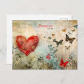 Vermisster Schmetterling und Herz Feiertagspostkarte (Vorne/Hinten)