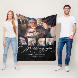Vermisstes 5-Foto Collage Handgeschriebenes Memori Fleecedecke