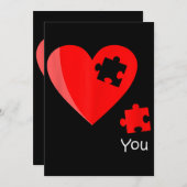 Vermisstes Herzstück Puzzles Valetines Shirt Gif Einladung (Vorne/Hinten)