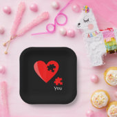 Vermisstes Herzstück Puzzles Valetines Shirt Gif Pappteller (Party)