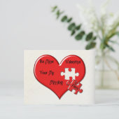 Vermisstes Piece Valentine Herz Postkarte (Stehend Vorderseite)