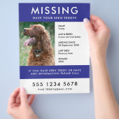 Vermisstes Tier | Moderner Blue Foto Poster Flyer (Hand)