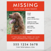 Vermisstes Tier | Moderner Red Foto Poster Flyer (Vorne)