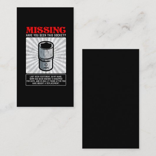 Vermisstes Werkstattwerkzeug für die Feuchtmechani Visitenkarte (Vorne/Hinten)