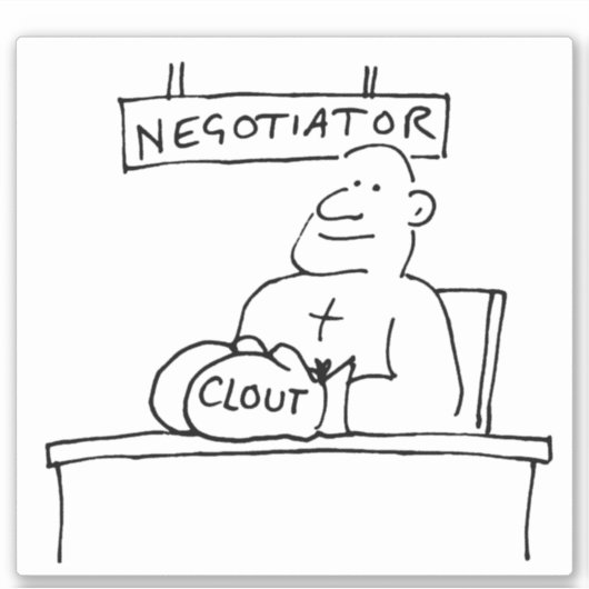 Vermittlung und Verhandlungen durch einen Boxer mi Aufkleber (Vorderseite)