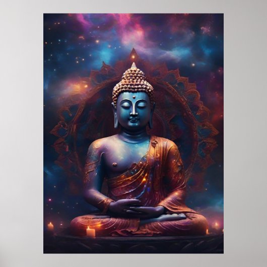 Vermittlung von Buddha mit Mandala Poster (Vorne)