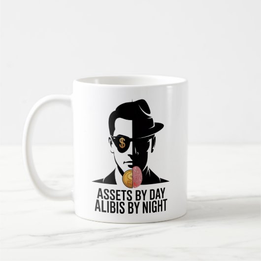 Vermögen von Day Alibis by Night True Crime Fun Kaffeetasse (Links)