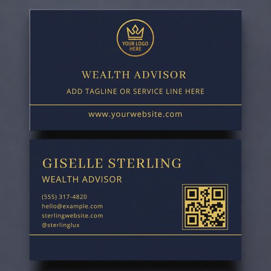 Vermögensberater Blau Gold Logo QR Code Visitenkarte