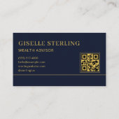 Vermögensberater Blau Gold Logo QR Code Visitenkarte (Rückseite)