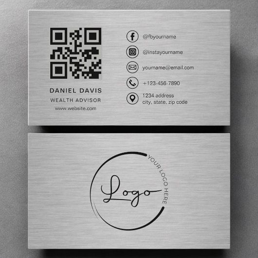 Vermögensberater-Metall-QR-Code Visitenkarte