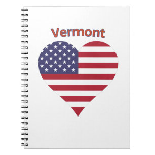 Vermont American Flag Heart Notizblock