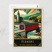 Vermont | Art Deco Postkarte (Vorne/Hinten)