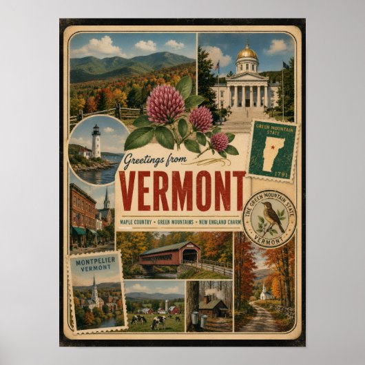 Vermont Authentischer Vintage-Stil Poster (Vorne)