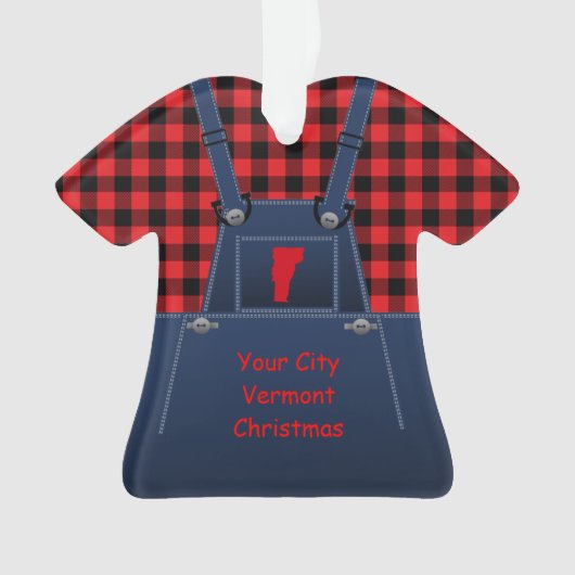 Vermont Bib Overalls Buffalo Karierte Weihnachten Ornament (Vorderseite)