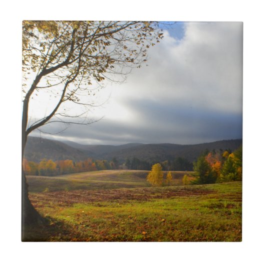 Vermont Cloudy Fall Day Tile Fliese (Vorderseite)