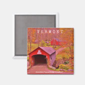 Vermont Covered Bridge - 2 Zoll Square Magnet (Vorderseite/Rückseite)
