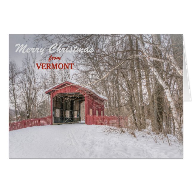 Vermont Covered Bridge Weihnachtskarte (Vorderseite (Horizontal))