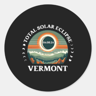 Vermont Eclipse 4.08.24 America Total Solar Eclips Runder Aufkleber
