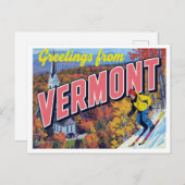 Vermont Fall Foliage Skiing Church Postkarte (Vorne/Hinten)