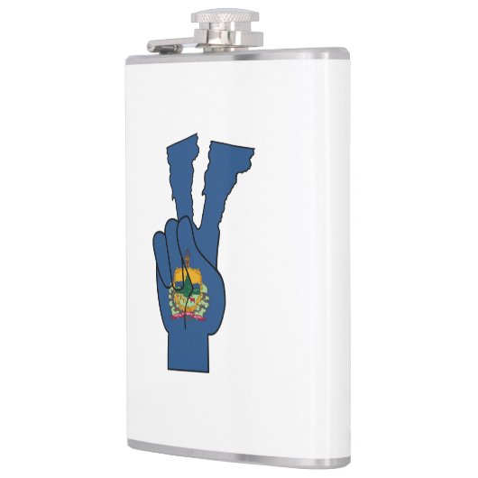 Vermont Flag Peace Sign Flachmann (Links)