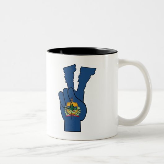 Vermont Flag Peace Sign Zweifarbige Tasse (Rechts)