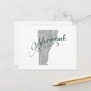 Vermont-Form-Vintage-Grau-Typografie-Name Postkarte