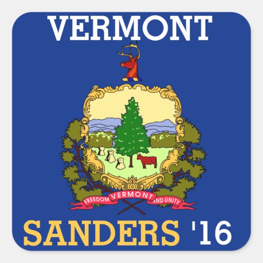 Vermont für Bernie Sander für Präsident 2016 Quadratischer Aufkleber (Vorderseite)
