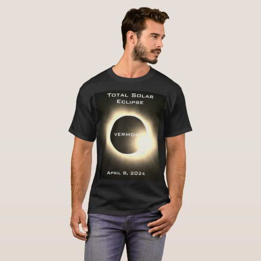 VERMONT Gesamte Sonnenfinsternis 8. April 2024 T-Shirt (Vorne ganz)