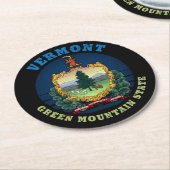 VERMONT GREEN BERGSTAAT FLAG RUNDER PAPPUNTERSETZER (Angewinkelt)