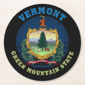 VERMONT GREEN BERGSTAAT FLAG RUNDER PAPPUNTERSETZER (Vorderseite)