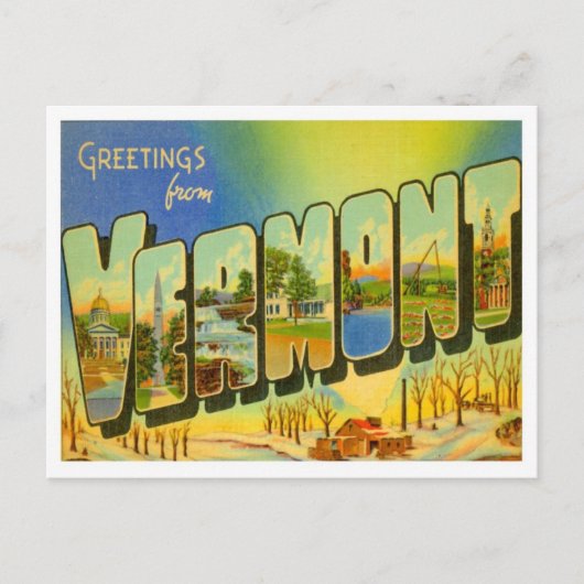 Vermont Greetings von US-Staaten Postkarte (Vorderseite)