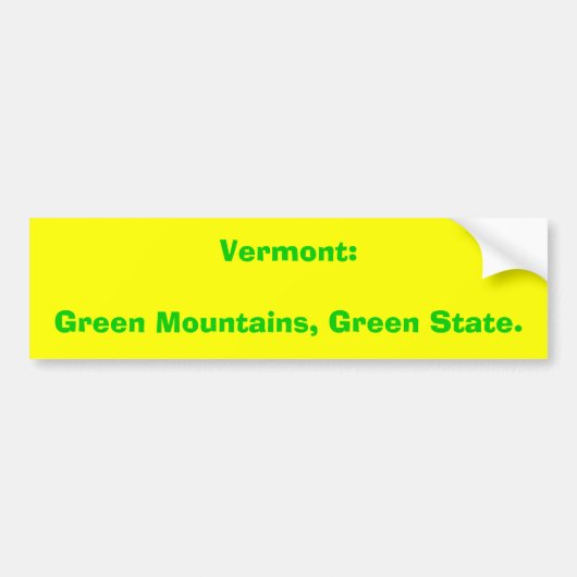 Vermont: Grüne Berge, grüner Zustand Autoaufkleber (Vorne)