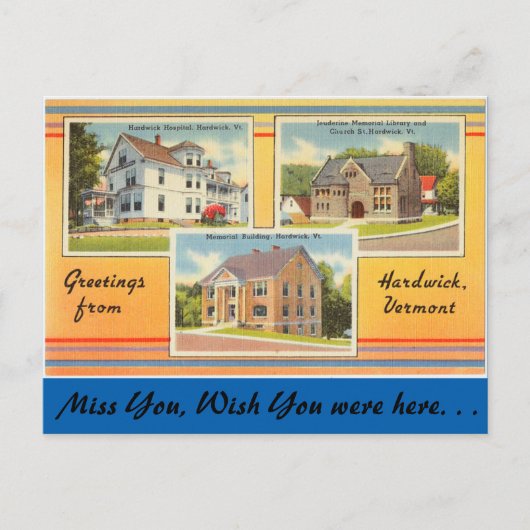 Vermont, Grüße von Hardwick Postkarte (Vorderseite)