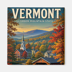 Vermont Herbst Berge Gedeckte Brücke Charme Magnet
