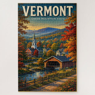 Vermont Herbst Berge Gedeckte Brücke Charme Puzzle