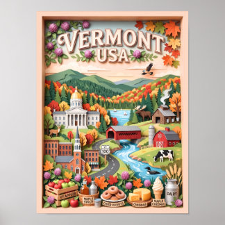 Vermont Herbst Reise Neuengland Natur Wahrzeichen Poster