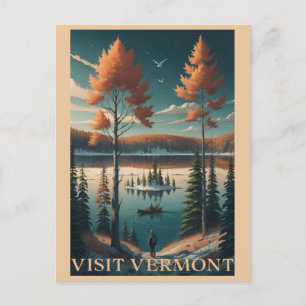 Vermont Herbst Winter Illustration Reisen Postkarte