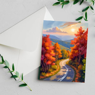 Vermont Herbstlaub Wasserfarben-Landschaftskarte