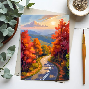 Vermont Herbstlaub Wasserfarbenlandschaft Postkarte