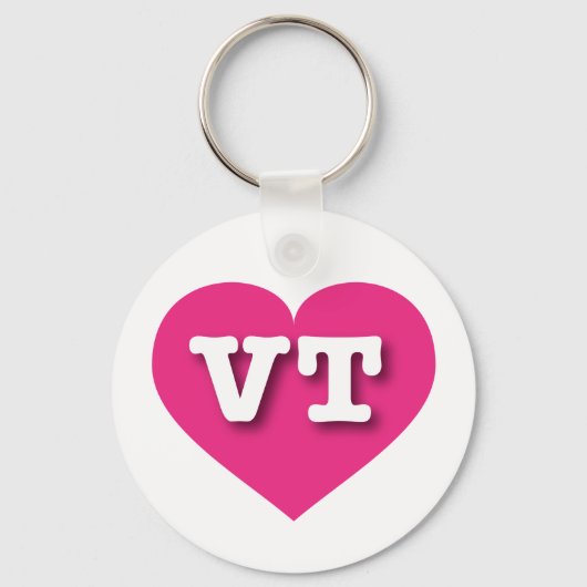Vermont Hot Pink Heart - I Liebe VT Schlüsselanhänger (Vorderseite)