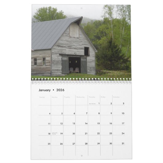 Vermont Kalender (Jan 2026)