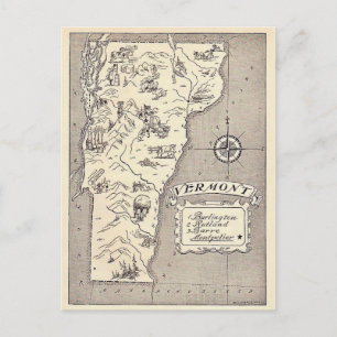 Vermont-Karte Postkarte