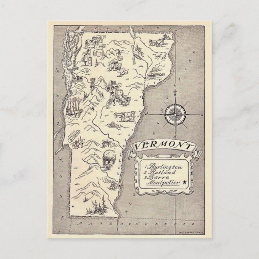 Vermont-Karte Postkarte (Vorderseite)