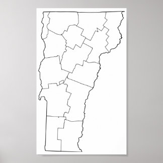 Vermont Landkreises Leere Kontur Karte Poster