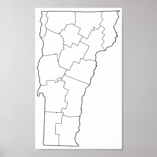 Vermont Landkreises Leere Kontur Karte Poster (Vorne)