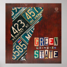 Vermont License Plate Karte drucken