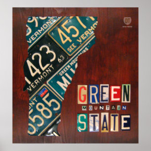 Vermont License Plate Karte drucken Poster