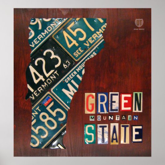 Vermont License Plate Karte drucken Poster (Vorne)