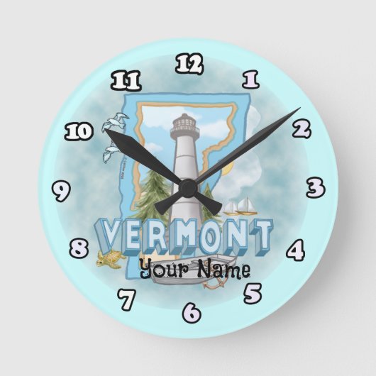 Vermont Lighthouse Runde Wanduhr (Vorderseite)